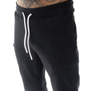 Tuta da uomo in cotone non garzato con colletto e zip Leone Basic