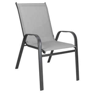 Set 4 sedie da giardino in acciaio zincato verniciato a polvere con seduta in texilene traspirante, resistenti agli agenti atmosferici, leggere e confortevoli, ideali per balcone terrazzo e outdoor, facili da pulire e durevoli