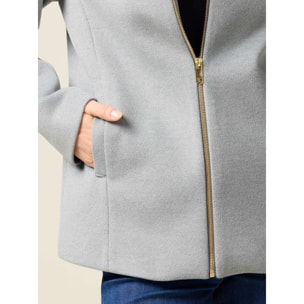 Oltre - Cappotto corto con cappuccio e zip - Grigio