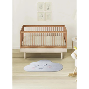 CANDY Alfombra infantil lavable con forma nube plata, 80x120 cm
