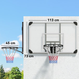 Panier de basket-ball mural - panneau de basket à accrocher - visserie incluse - acier PC blanc noir