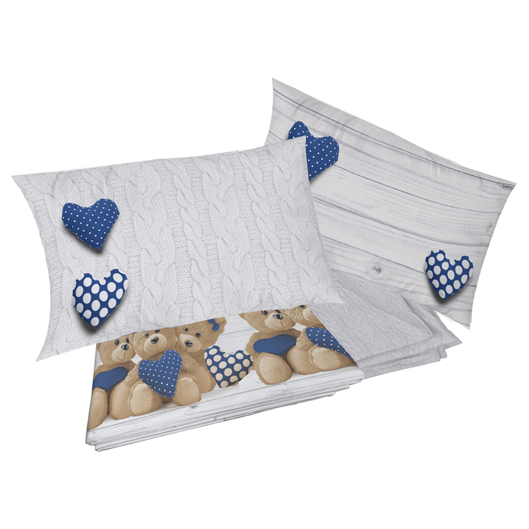 Completo letto orsetti blu 100% cotone