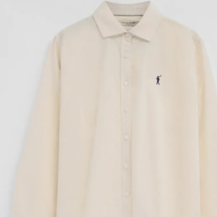 Camicia cotolino crema dal fit ampio con ricamo Rigby Go