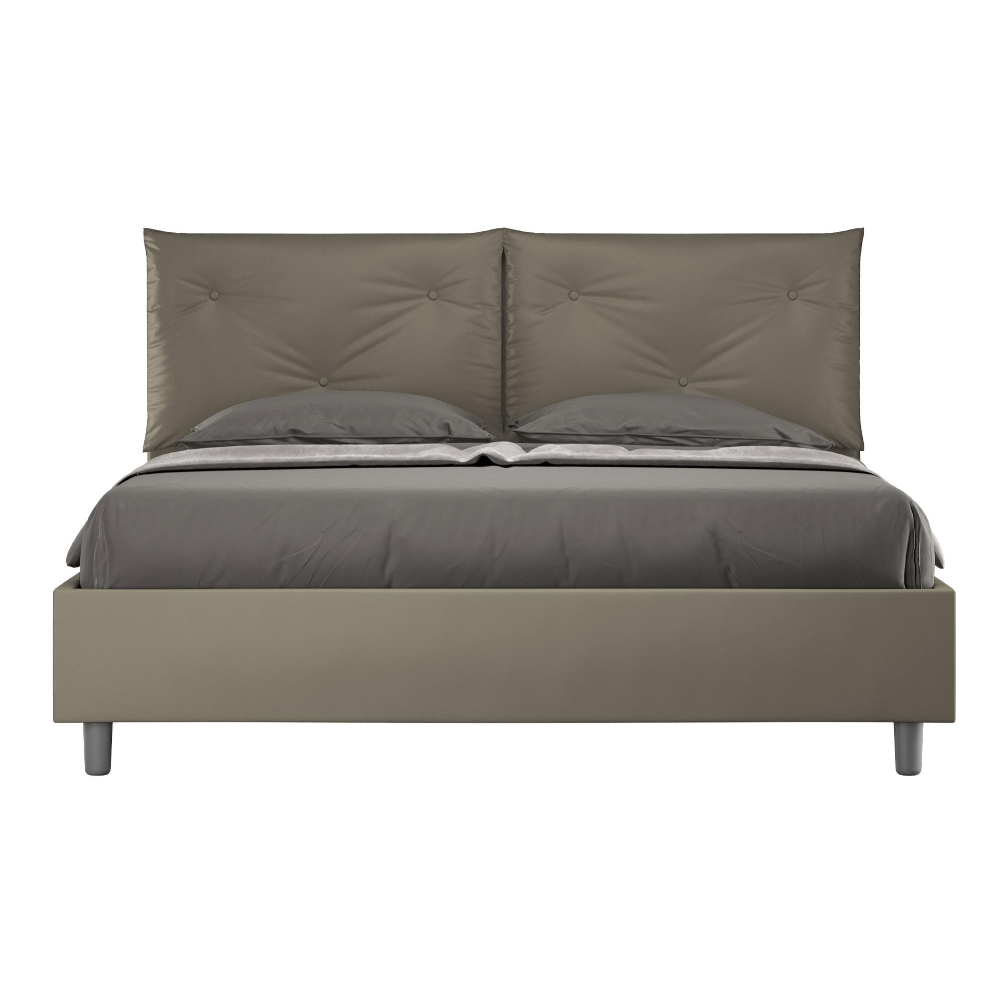 Cama sin somier acolchada 160x210 cuero sintético capuchino Appia