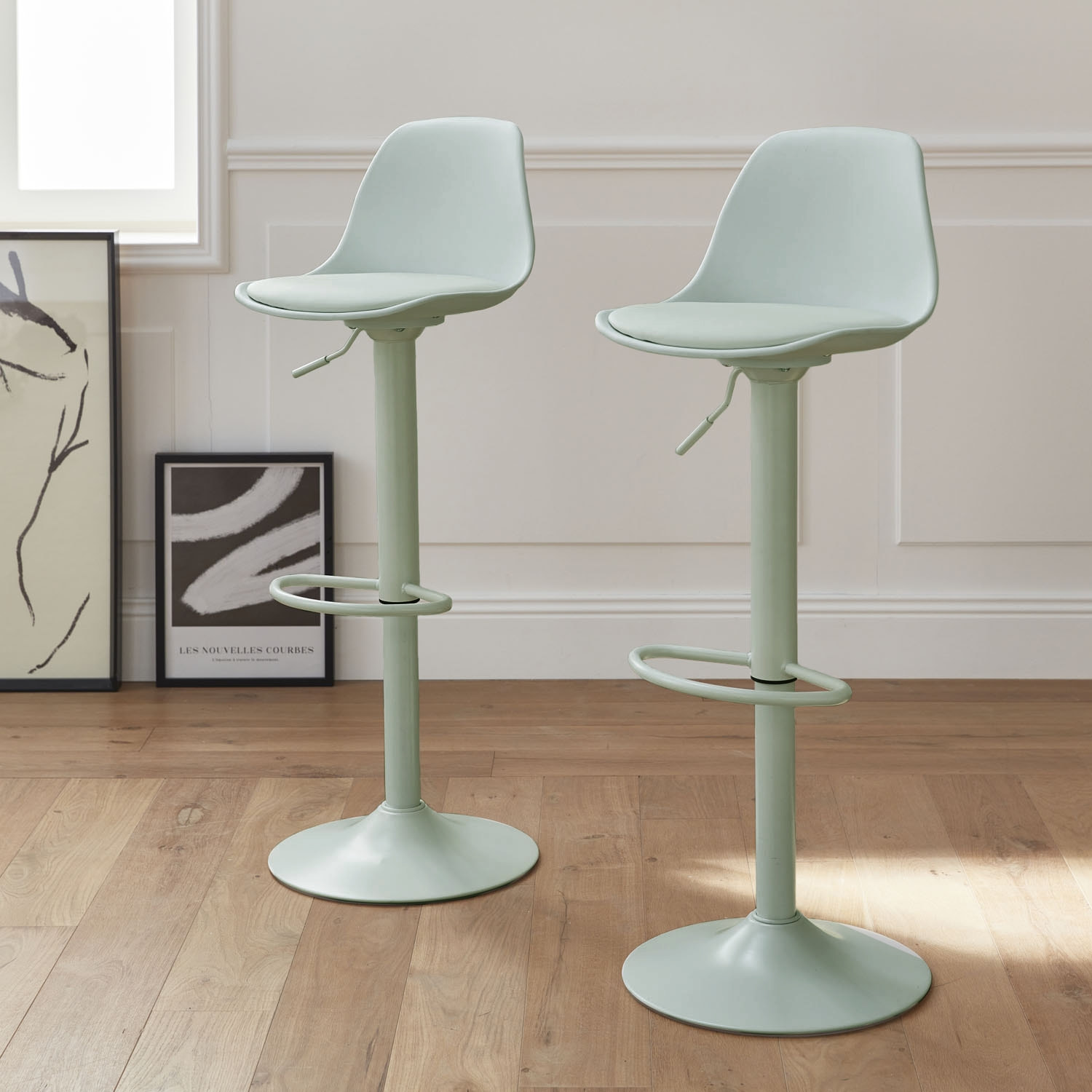 Tabouret de bar réglable simili cuir 61,5/83,5cm (lot de 2) NOAH