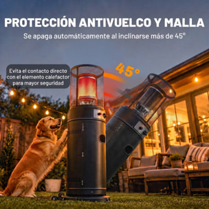 Estufa de Gas Exterior, 11 kW, Calefactor de Gas para Terraza Portátil con Regulación Continua, Encendido por Impulsos, Rejilla Protectora, Antivuelco y Ruedas para Propano y GLP 30 m², Negro