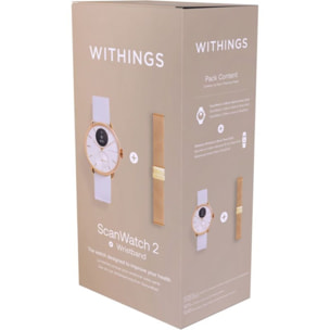 Montre santé WITHINGS ScanWatch 2 Rose Gold 38mm + bracelet milanese offert