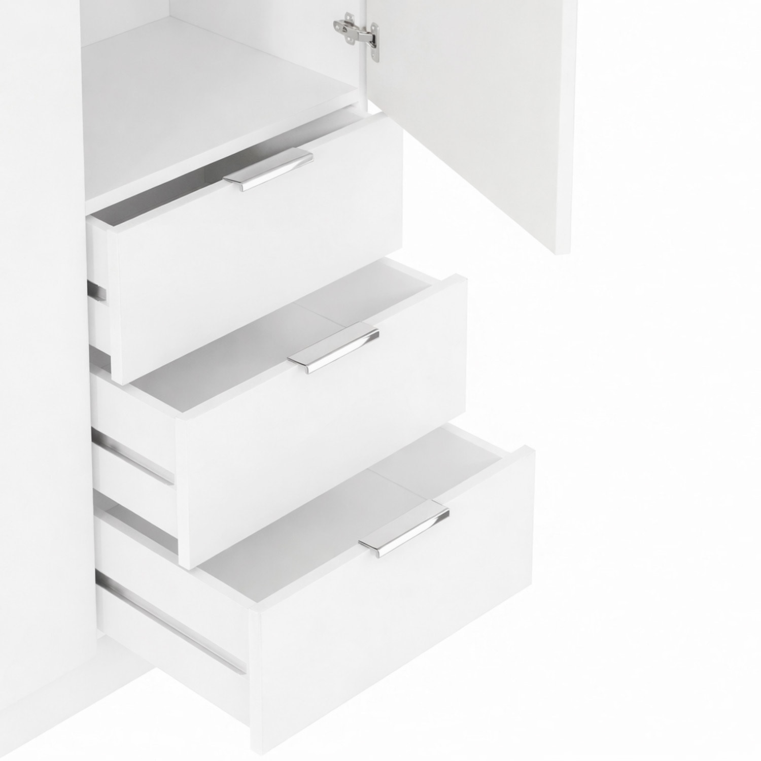 Armadio Guardaroba Vestiti 3 Ante Battenti 4 Ripiani E 3 Cassetti Con Barra Appendiabiti Salvaspazio Design Moderno 200 x 52 x 135 Cm Bianco