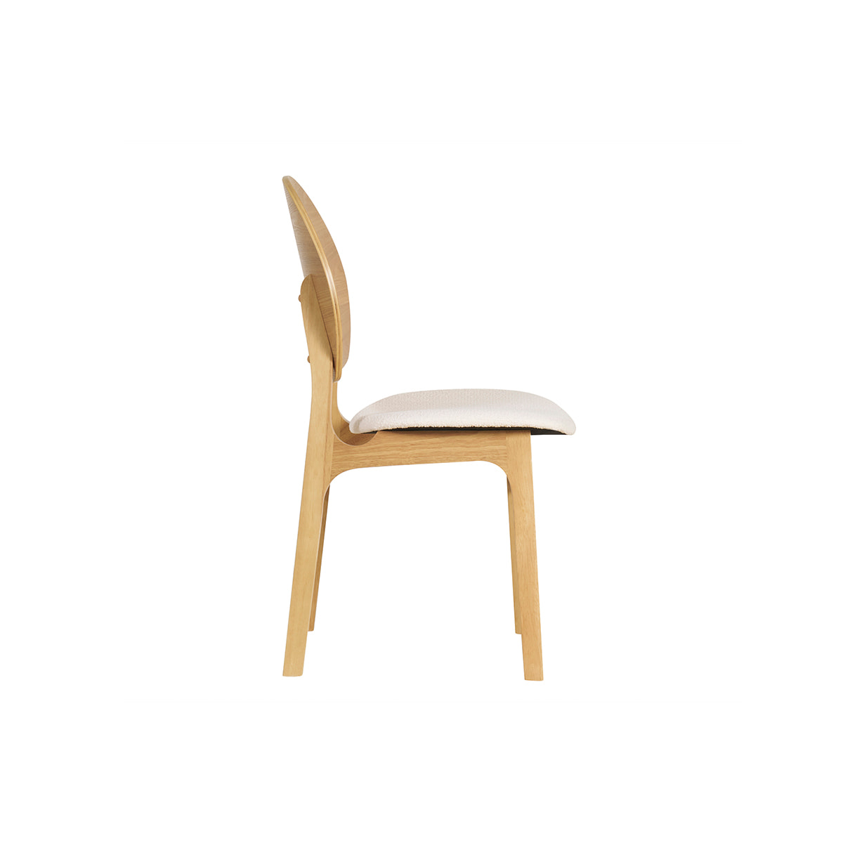 Chaises scandinaves en bois clair et tissu effet laine bouclée blanc (lot de 2) ELTON