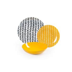 Servizio piatti 18 pezzi Excelsa – Crazy Line, Porcellana Multicolore