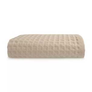 Drap de douche pur coton 240 g/m² nid d'abeille beige Detente naturel