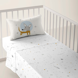 Juego de Sábanas Estampadas - Infantil - Incluye 1 Funda de Almohada - 100% Algodón - Cuna/Maxicuna - Viaje Espacial B