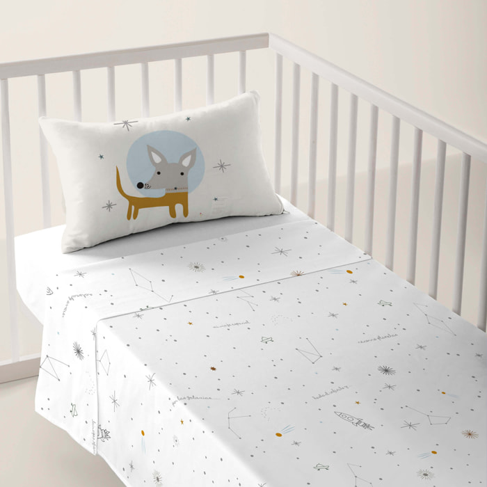 Juego de Sábanas Estampadas - Infantil - Incluye 1 Funda de Almohada - 100% Algodón - Cuna/Maxicuna - Viaje Espacial B