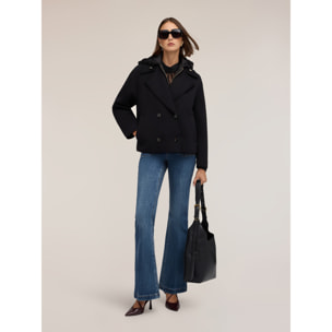 Motivi - Abrigo peacoat con pechera interior - Negro