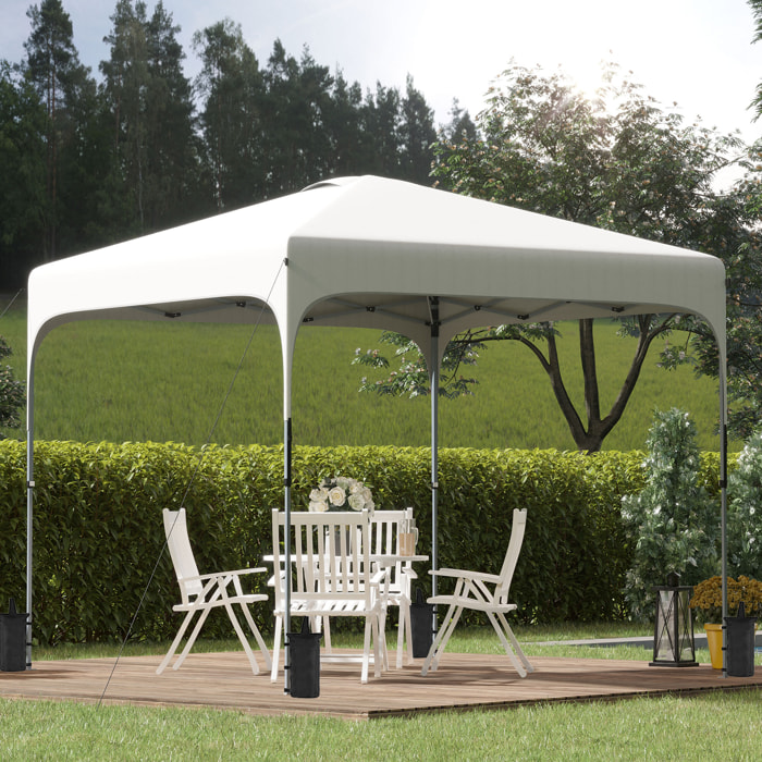 Tonnelle barnum automatique pop-up dim. 2,53L x 2,53l x 2,68H m hauteur réglable nombreux accessoires inclus acier oxford blanc