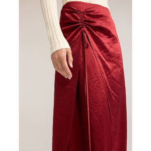 Motivi - Falda de raso con drapeado - Burgundy