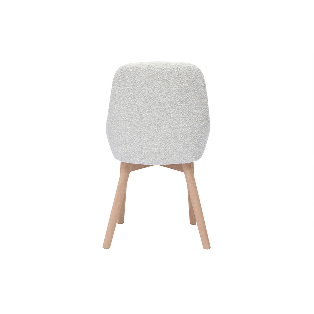 Chaises scandinaves en tissu effet laine bouclée blanc et bois clair massif (lot de 2) HOLO