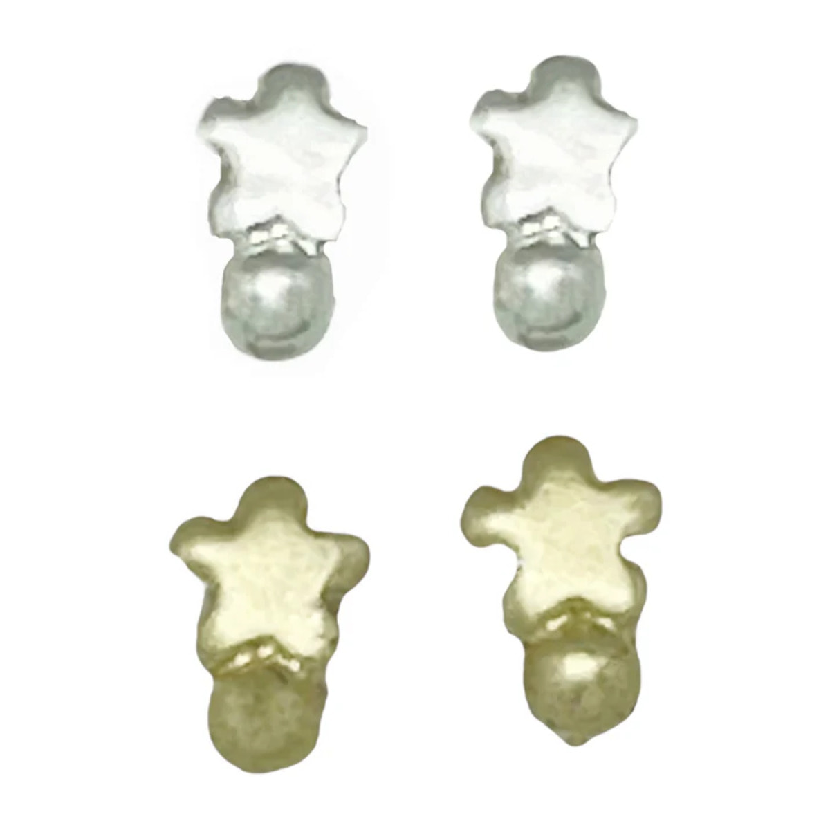 Pack de pendientes flor mini en plata 10µ y dorado