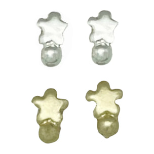 Pack de pendientes flor mini en plata 10µ y dorado