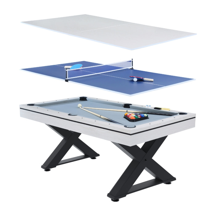 Table multi-jeux, ping-pong et billard en bois blanc ARIZONA