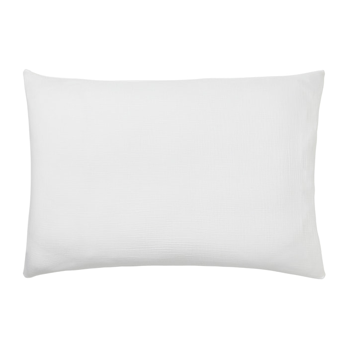 Taie d'oreiller unie en gaze de coton, TENDRESSE, Blanc