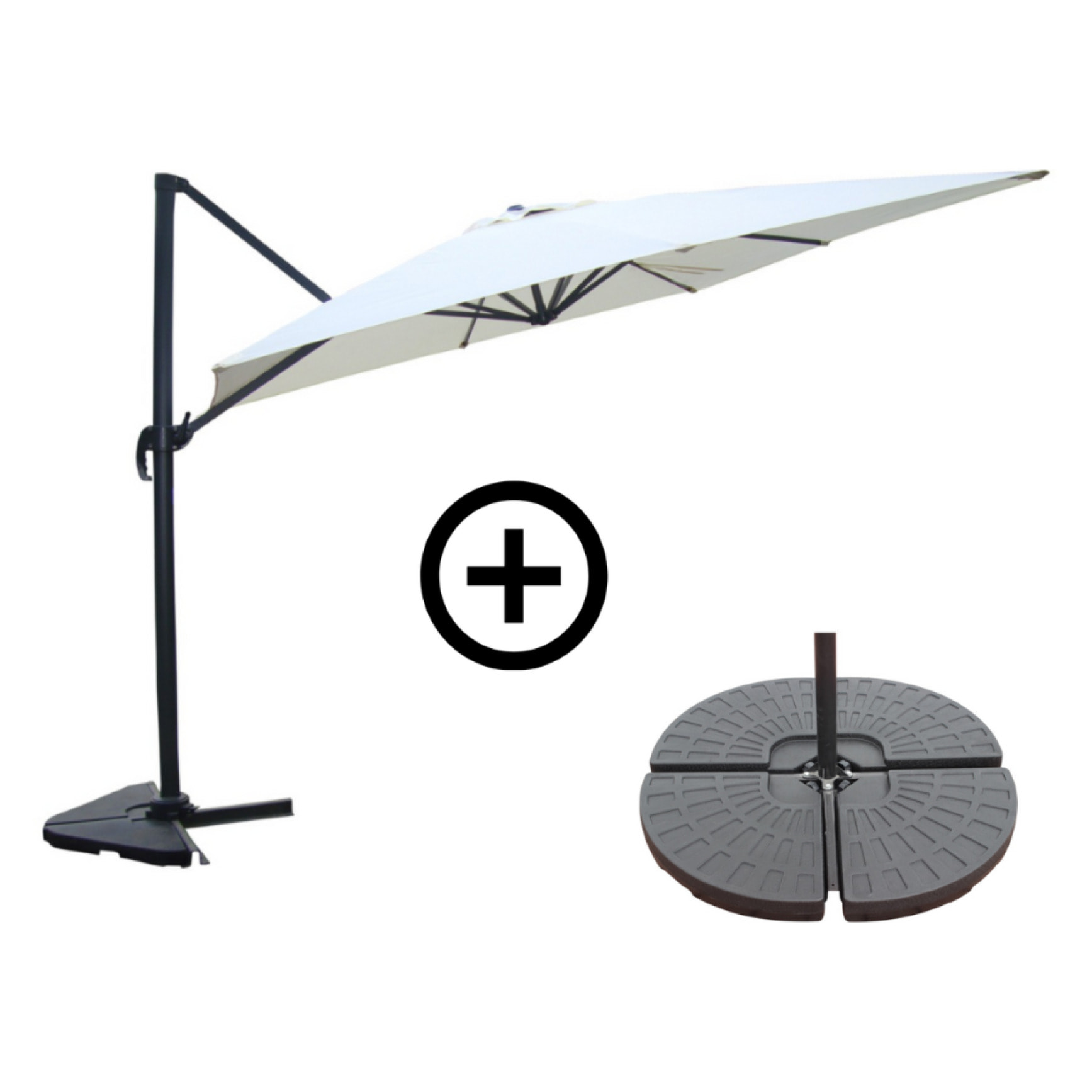 Ensemble parasol écru 3x4m et 4 dalles à lester NAVIA