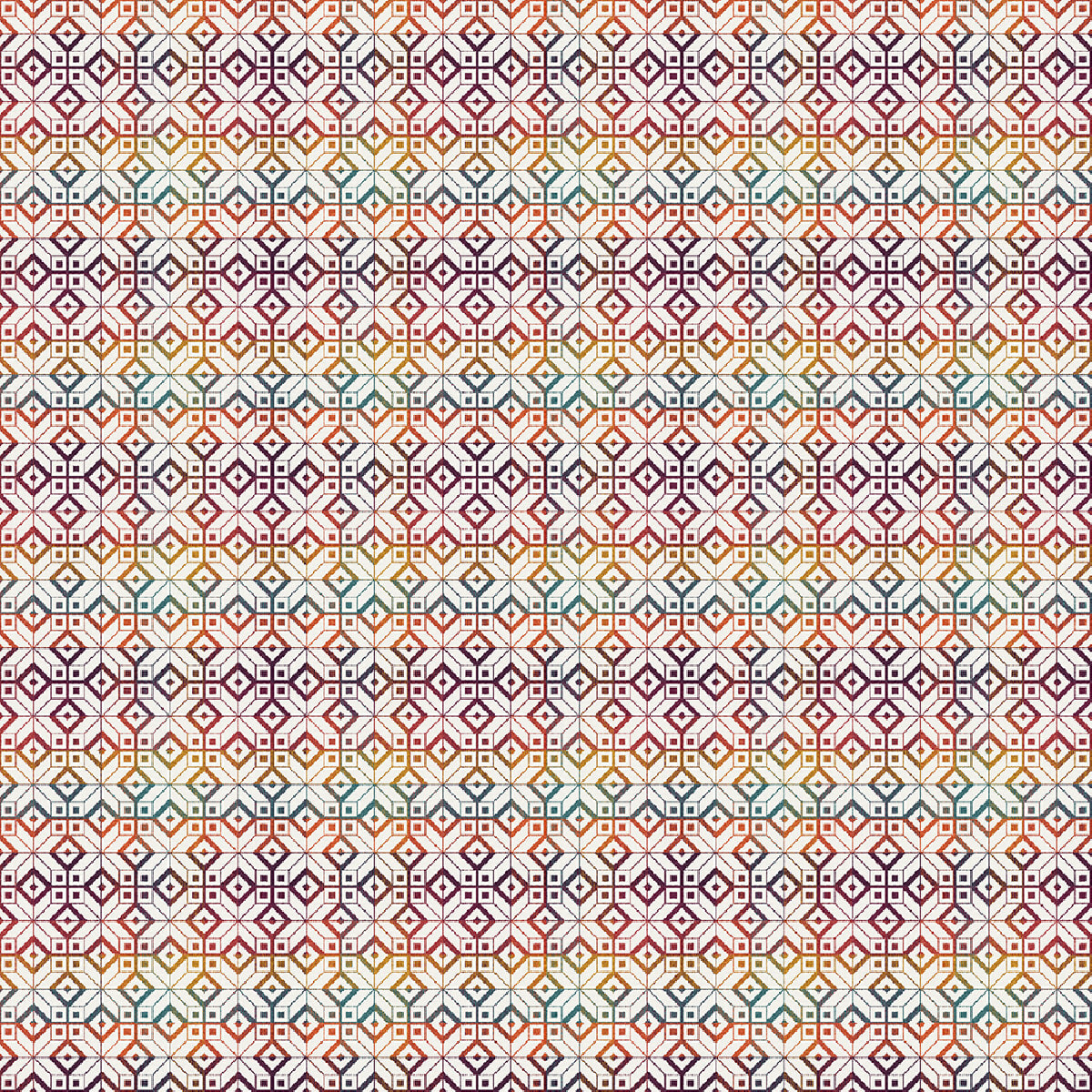 Nappe pur coton jacquard tissage poche multicolore Mille paves flamboyant