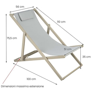 Sedia sdraio da esterni pieghevole Gilda ecrù
