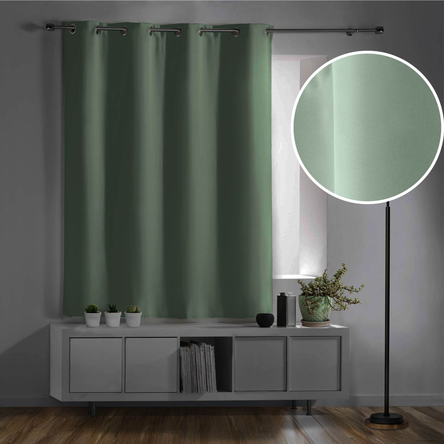 Rideau court obscurcissant 90 % adapté radiateur - Sauge