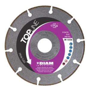 Disque diamant Ø125mm/22,23 pour acier inox fonte pvc métal - DIAM INDUSTRIES - SPI125/22