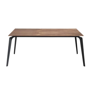 Mesa de comedor fija ZEUS - nogal y negro - 180x90x75cm