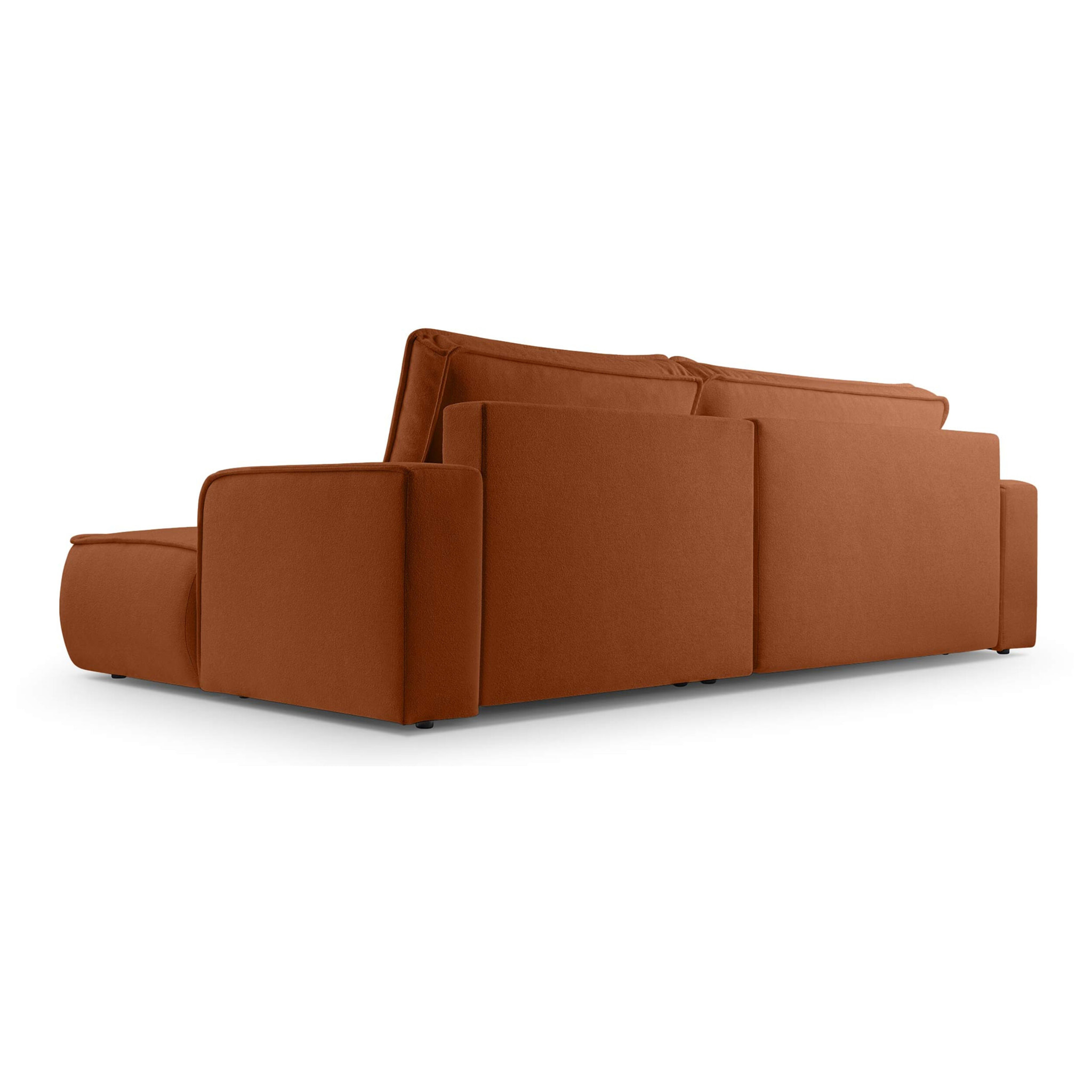 Nessino - canapé d'angle droit 4 places - convertible avec coffre - en tissu texturé - Terracotta