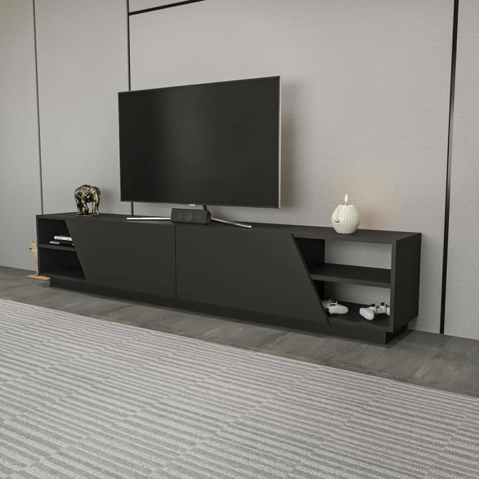 Mobile porta TV Dpazienz, Credenza da soggiorno, Armadio basso per TV, Base parete attrezzata, 240x37h47 cm, Antracite