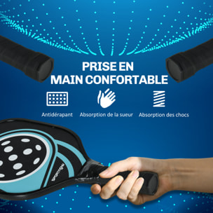 Lot de 4 raquettes de pickleball 4 balles jaune et sac de transport bleu noir