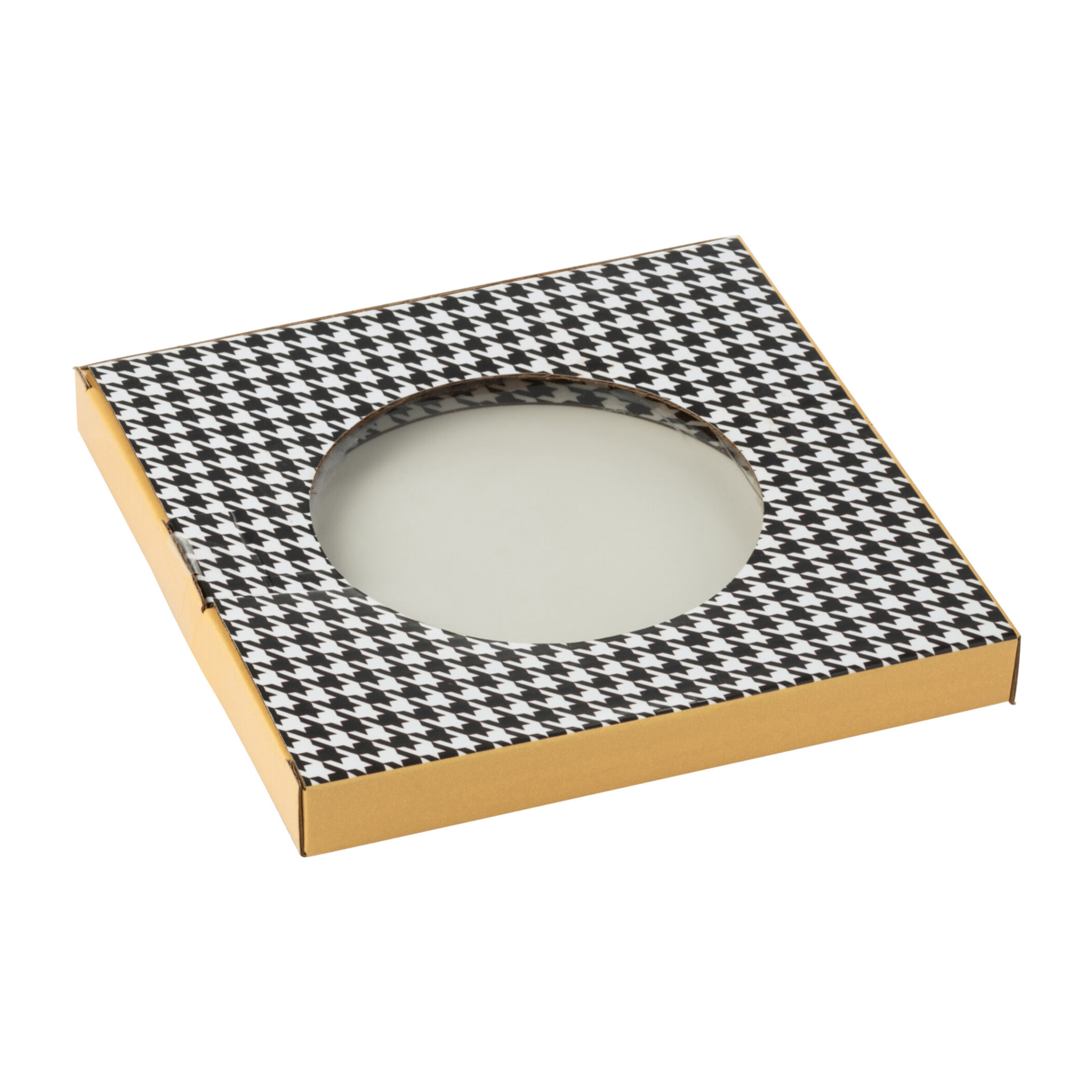 J-Line assiette Pied-De-Poule - porcelaine - blanc/noir - medium - boîte de 4