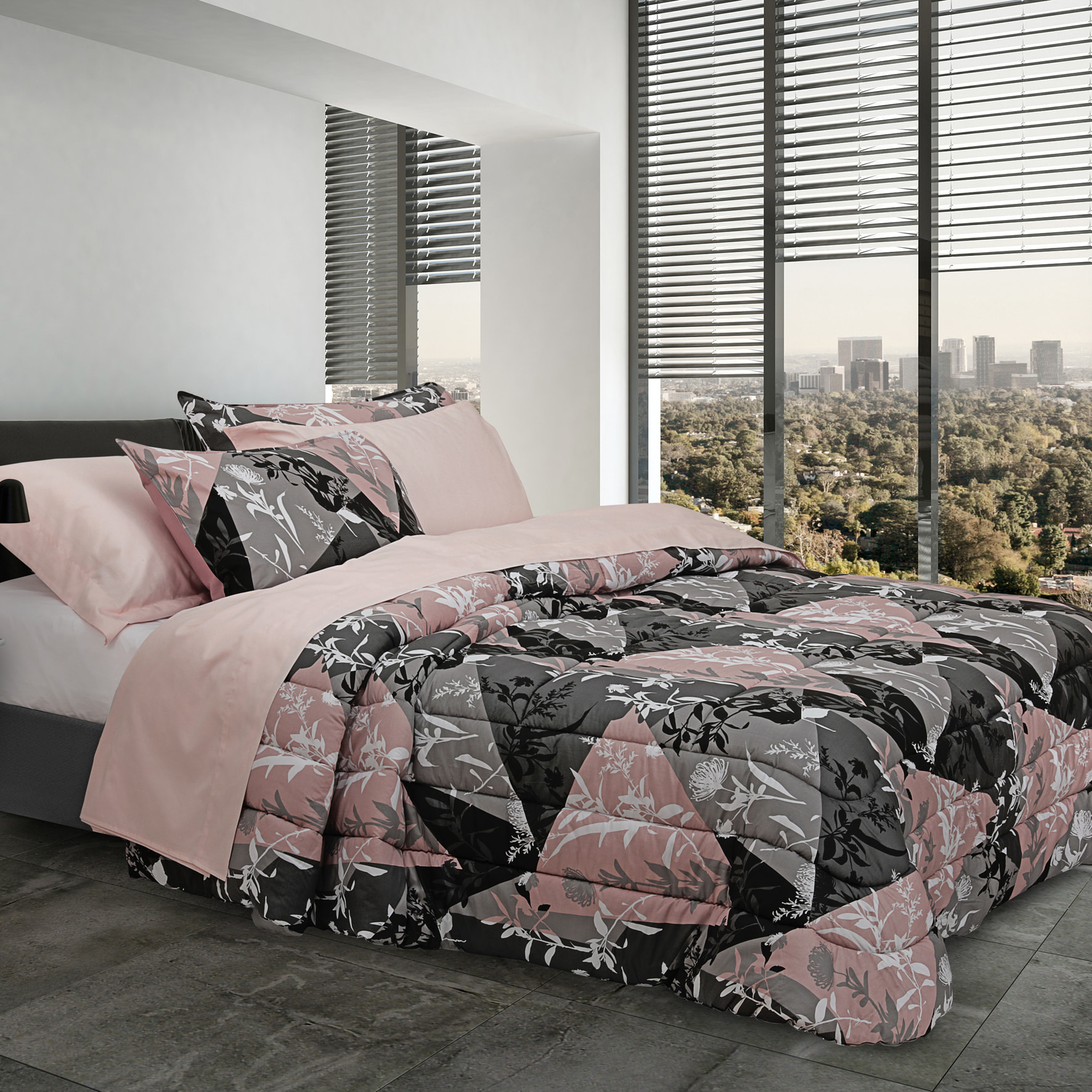 Casa Anversa City Trapunta in raso di cotone stampata matrimoniale finita a capo