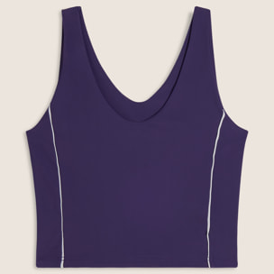 Canotta cropped con profili a contrasto e scollo ampio