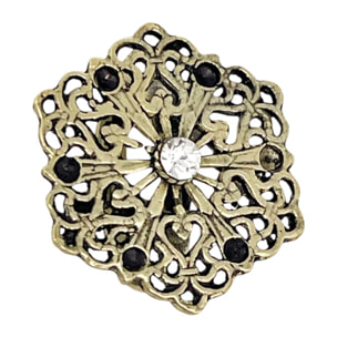 Anillo Retro cristal negro y dorado envejecido chapado