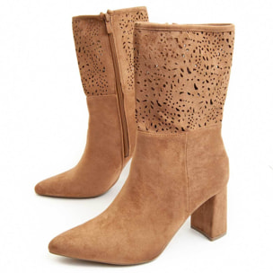 Bota De Tacón - Marron - Altura: 8 Cm