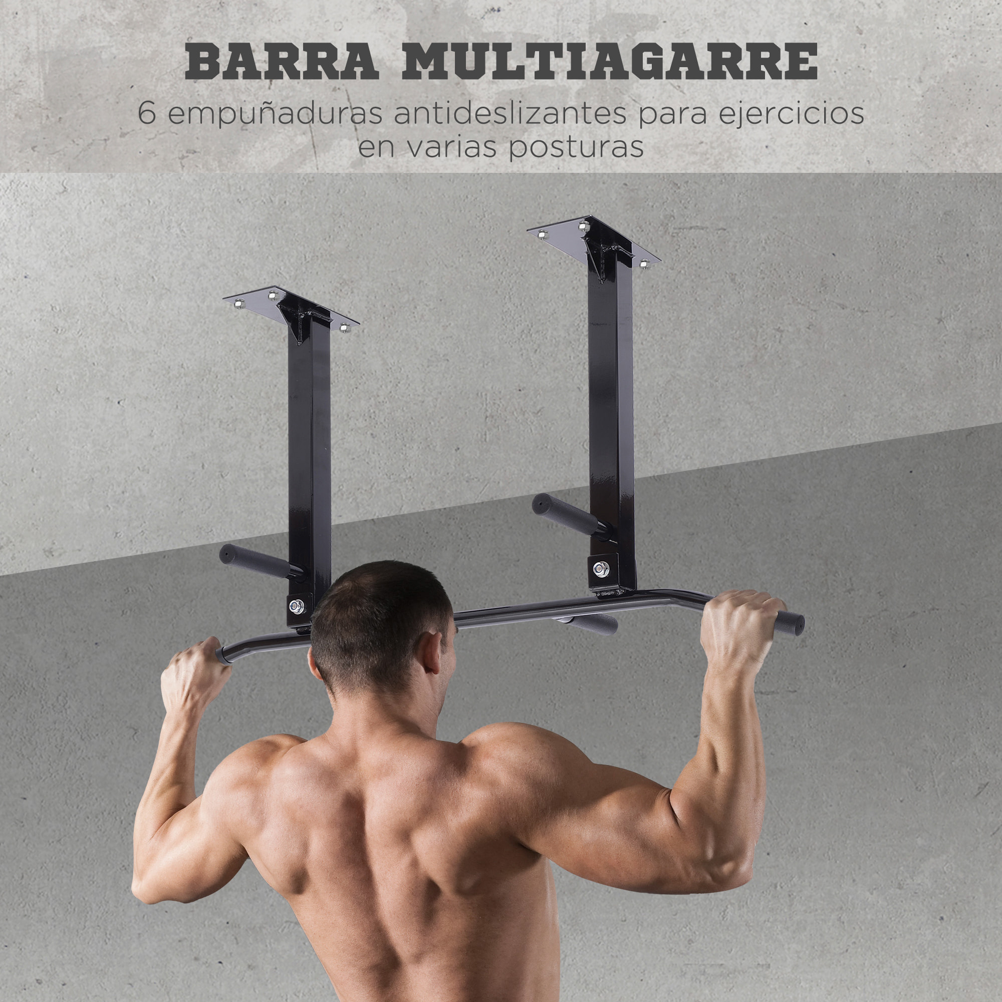 Barra de Dominadas de Pared Barra para Dominadas de Acero Barra de Tracción para Entrenamiento en Casa Hogar Carga Máx. 150 kg 105,5x28x49 cm Negro