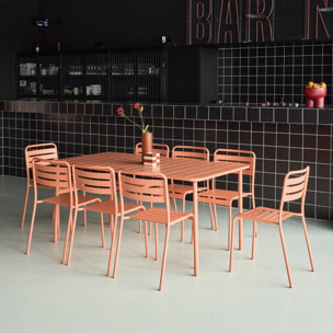 Table de jardin métal + 8 assises AMÉLIA