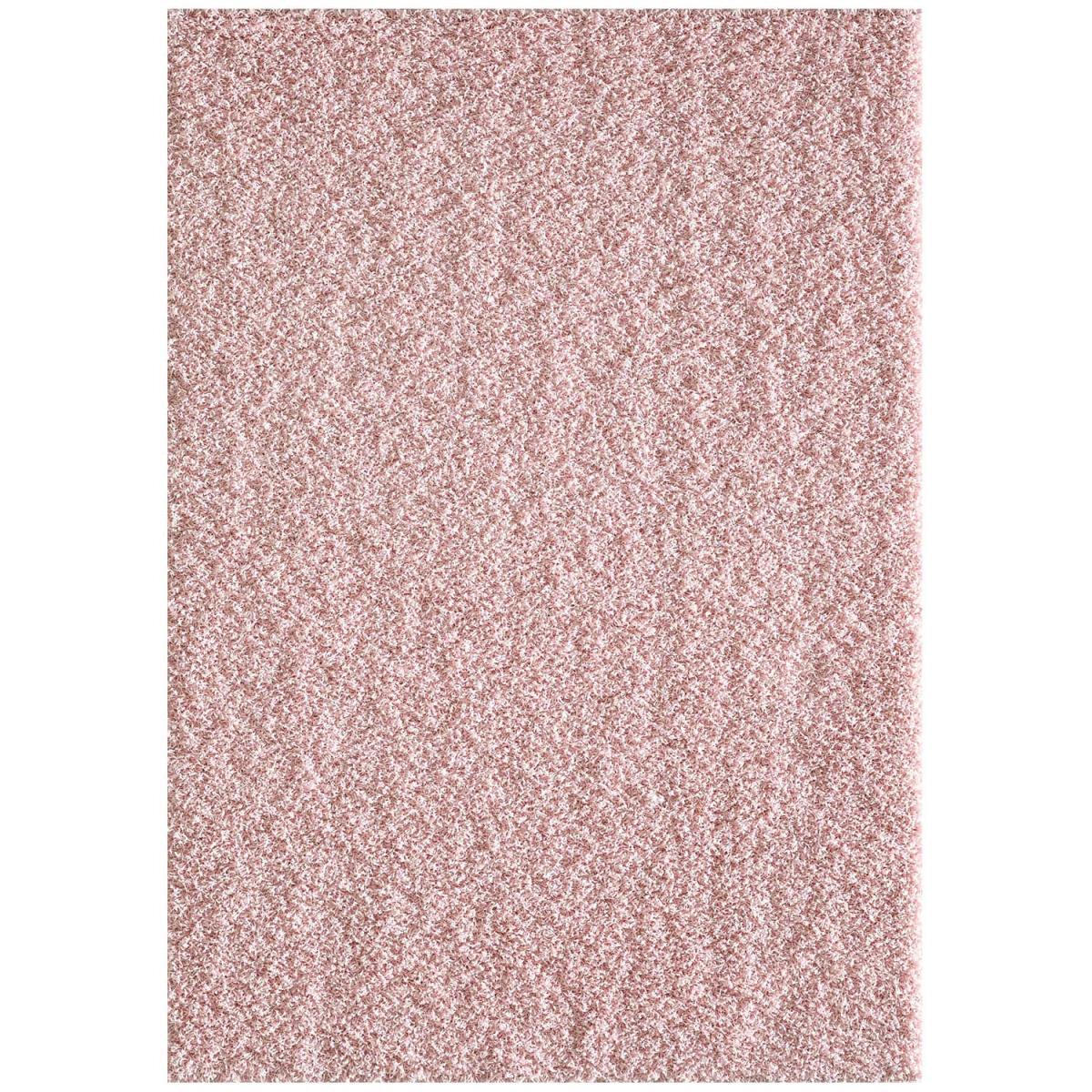 Tapis longs poils shaggy 120x170 rectangle tissé rose clair motif uni SIMPLE