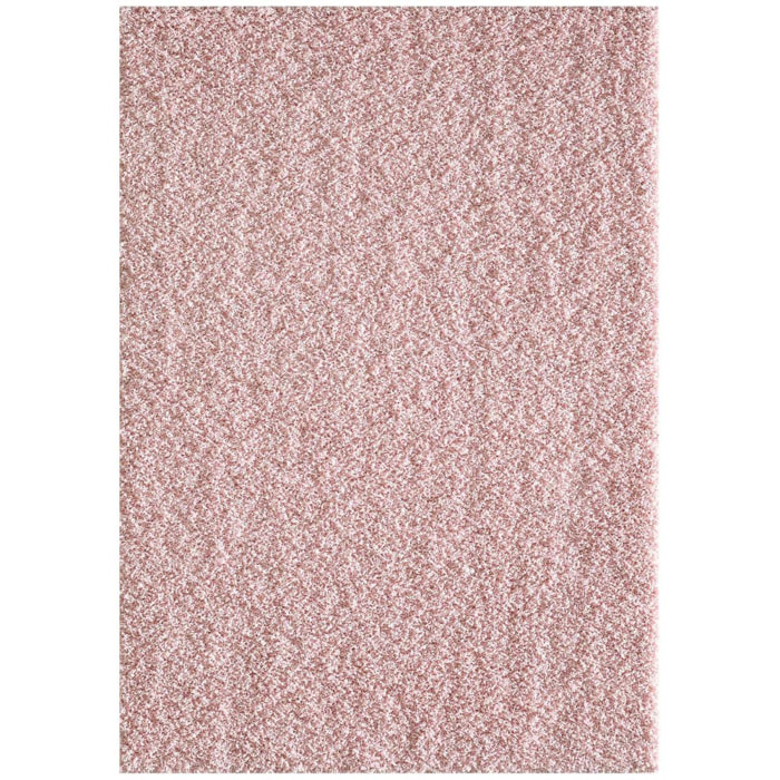 Tapis longs poils shaggy 120x170 rectangle tissé rose clair motif uni SIMPLE