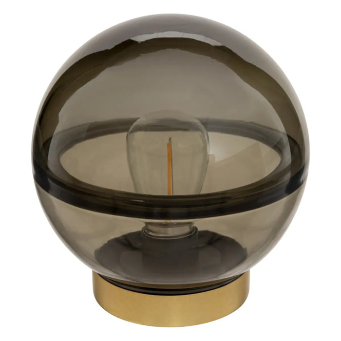 Lampe boule "Line" en verre H16cm noir