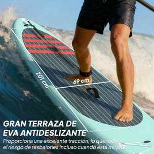 Tabla Paddle Surf Hinchable con Accesorios, 320 cm, Remo de Aluminio Ajustable, Quilla, Stand Up Paddle Board con Superficie Antideslizante de EVA, Bomba y Mochila, Carga 160 kg, para Adultos