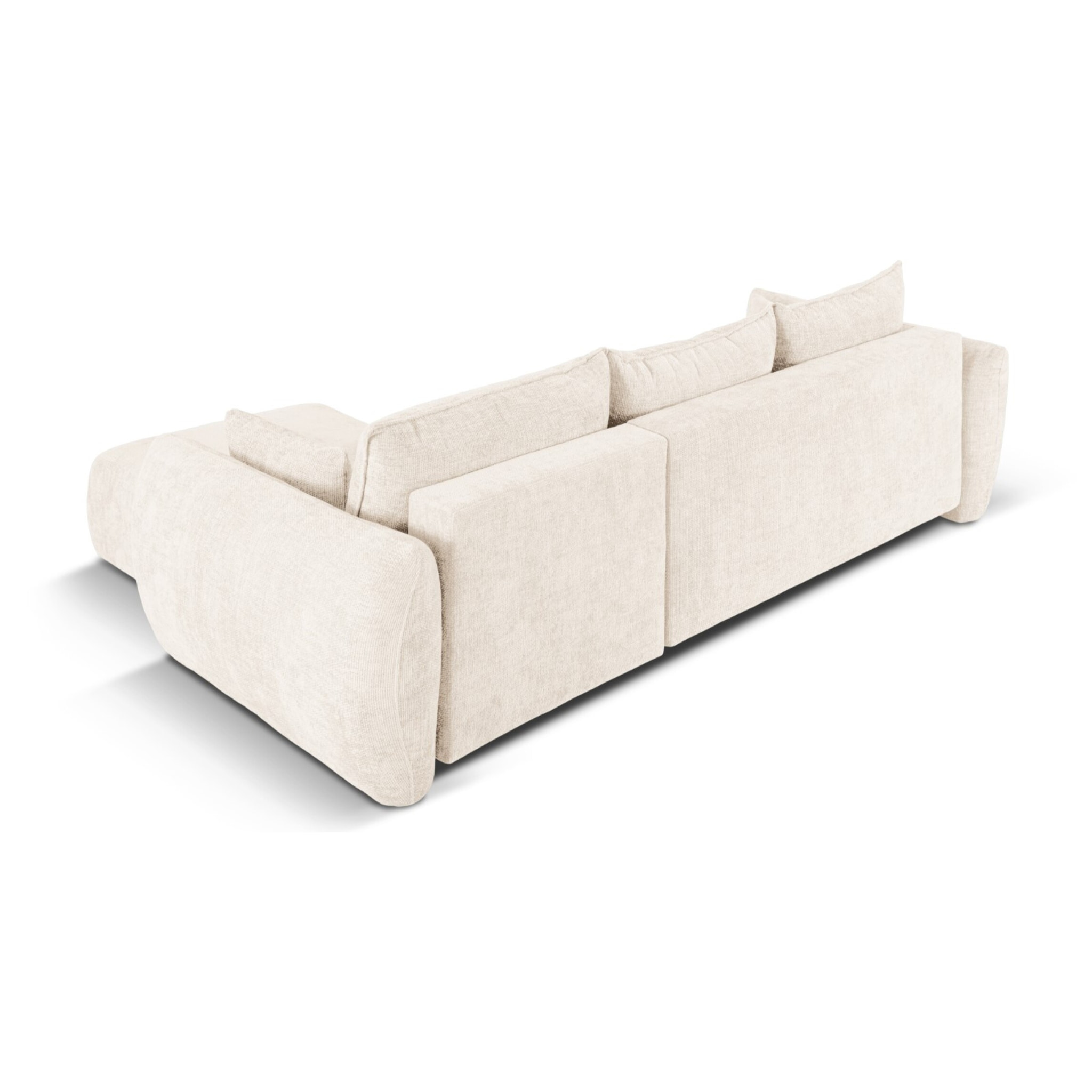 Canapé d'angle droit convertible avec coffre de rangement "Matera" 4 places en chenille beige clair