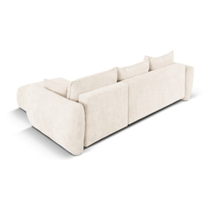Canapé d'angle droit convertible avec coffre de rangement "Matera" 4 places en chenille beige clair
