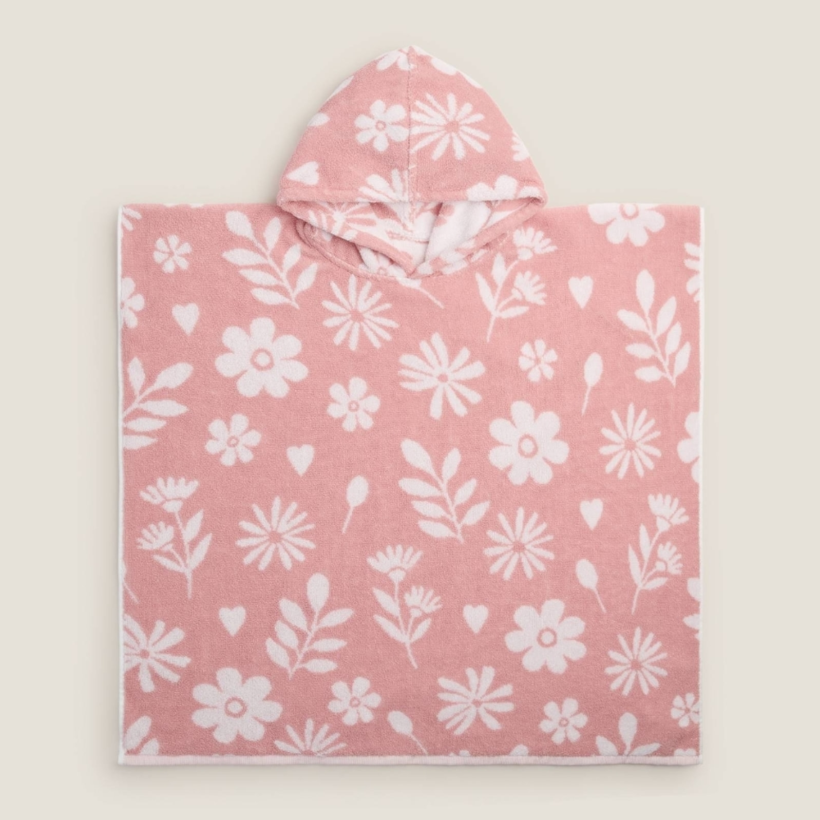 Toalla poncho flores Kayla color rosa 100% Algodón