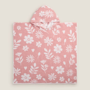 Toalla poncho flores Kayla color rosa 100% Algodón