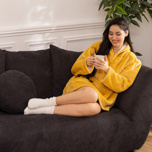 Plaid sweatshirt capuche - flanelle - jaune ocre - L-XL